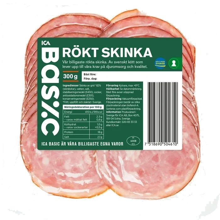 Rökt Skinka 300g ICA Basic