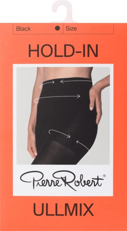 Wool Tights Hold-In Black 44-48 Pierre Robert