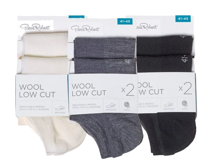 Herresokkk Low Cut Wool 41-45 2par Pierre-Robert