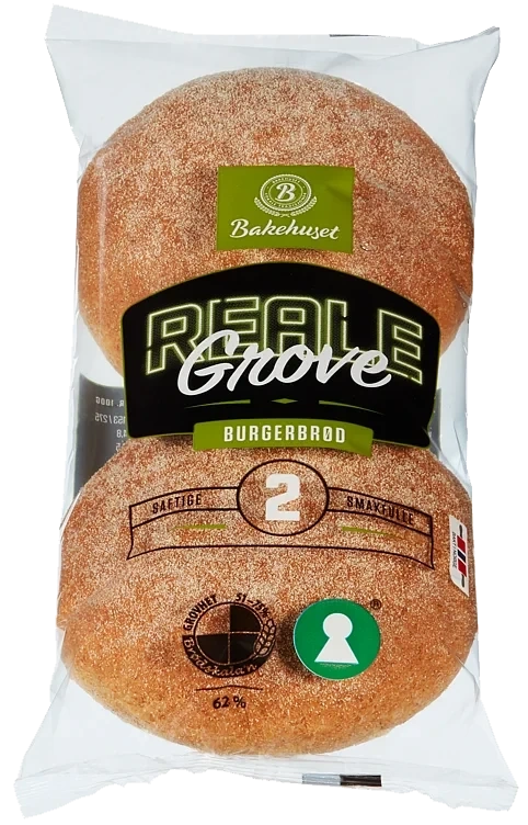Burgerbrød Grove 2stk 160g Reale