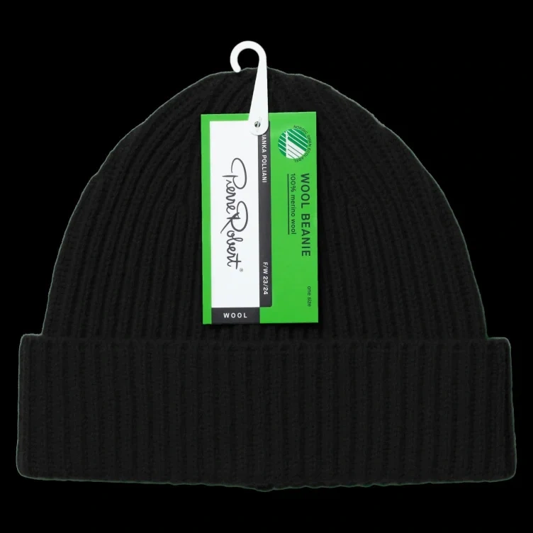 Wool Beanie Black Onesize Pierre Robert