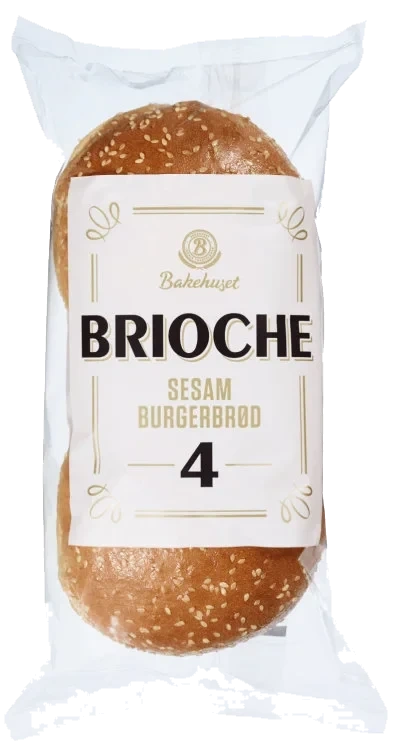 Burgerbrød Brioche Sesam 4stk 300g Bakehuset