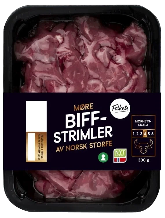 Storfe Biffstrimler 300g Folkets