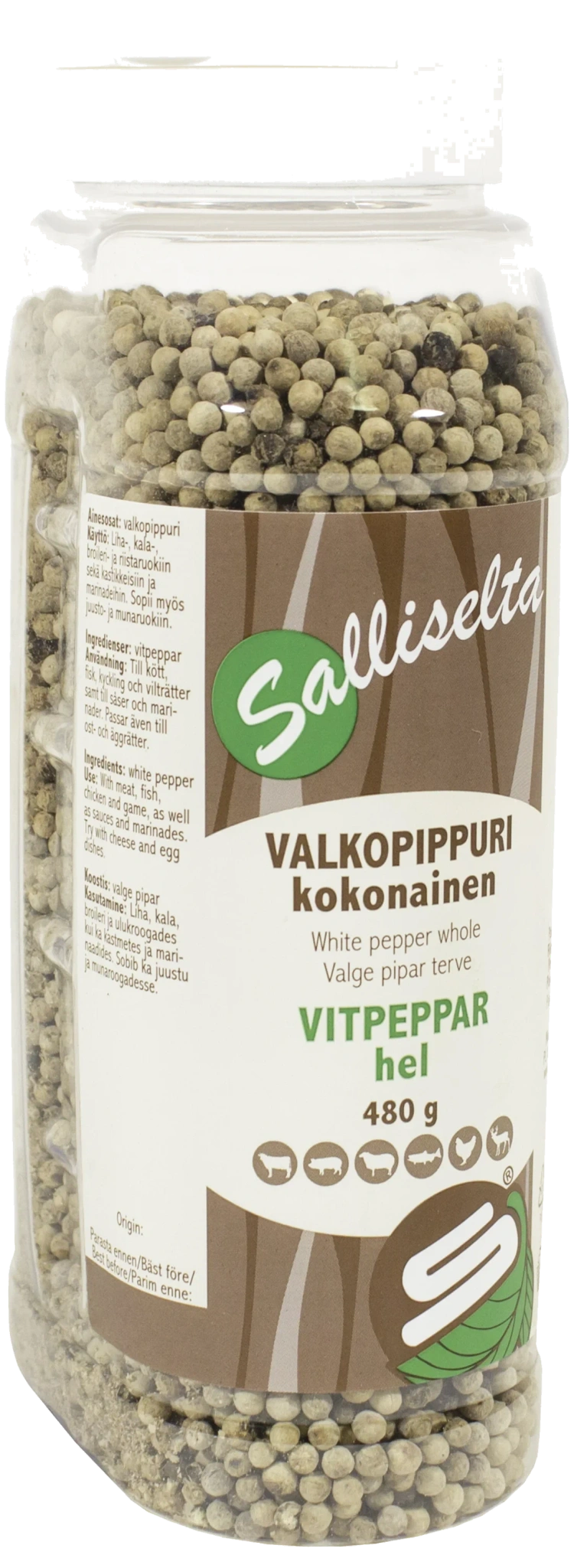 Vitpeppar Hel 480g