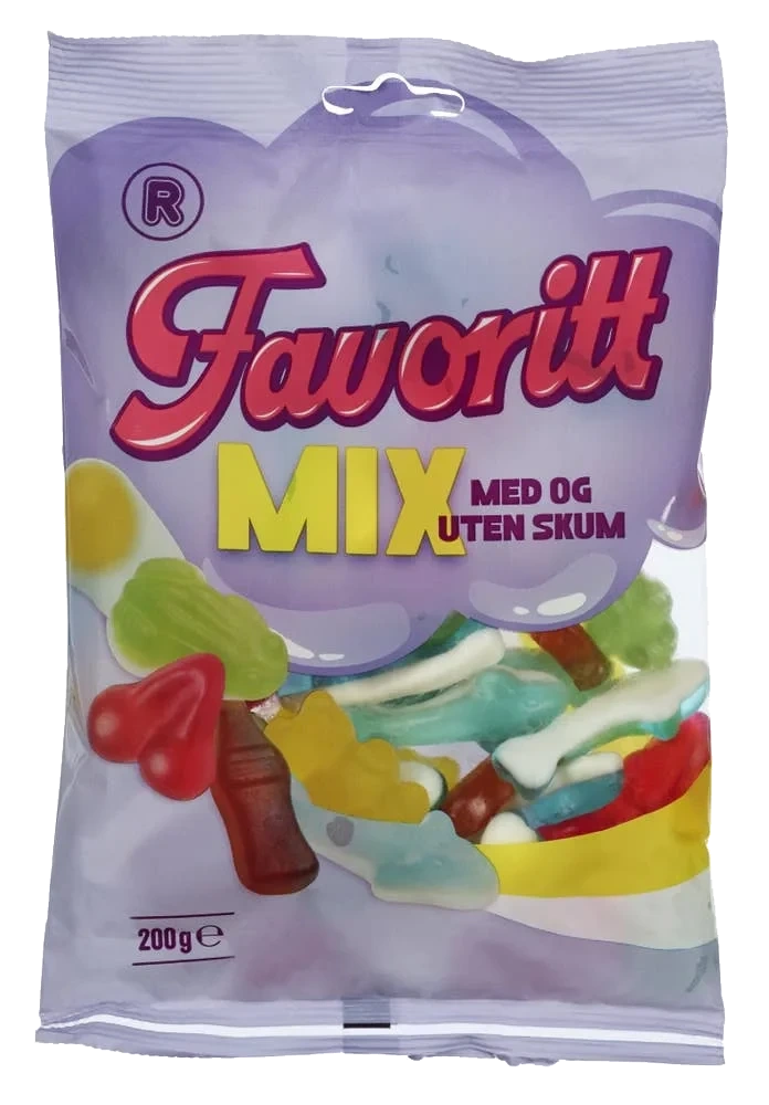 Favorittmix med og uten skum, 200 g