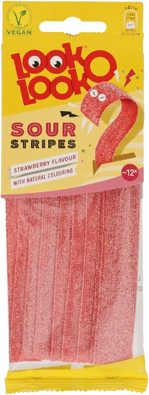 Look O Look Sour Strawberry Stripes 90g