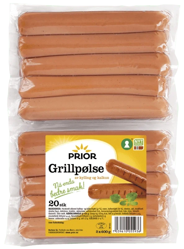 Prior Grillpølser Kylling/Kalkun 1,2kg