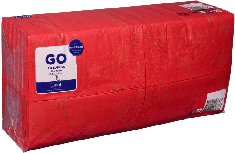 Serviett 3l40cm 1/8hbr star shine red  250stk