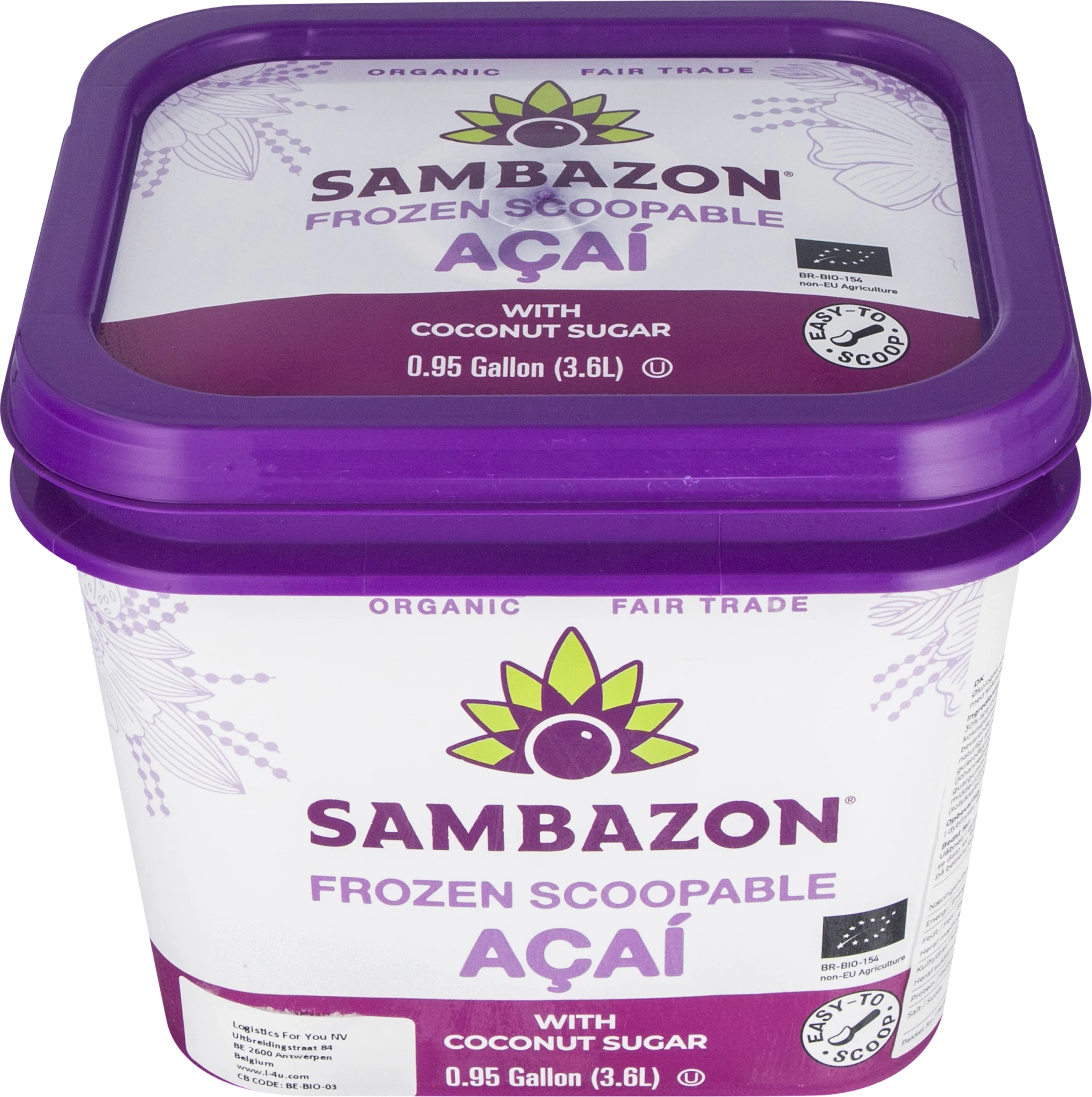 Sambazon Frozen scoopable Acai with coconut sugar