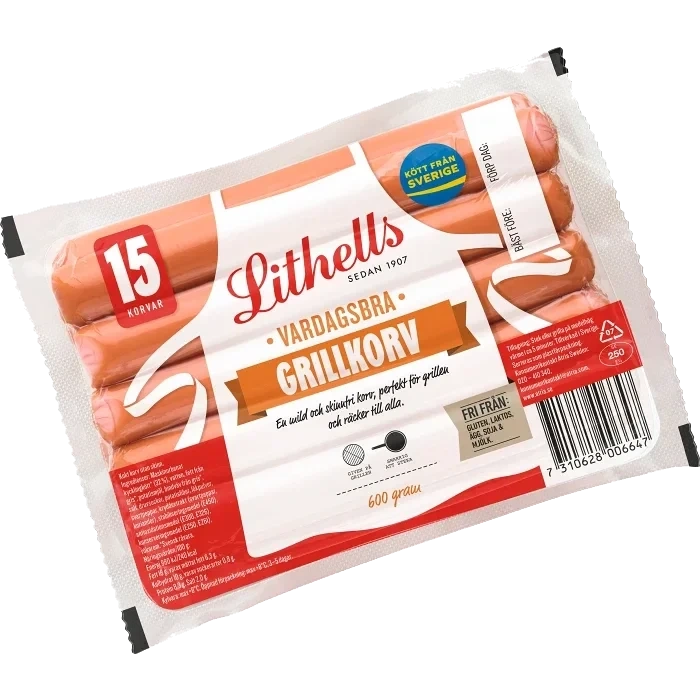 Grillkorv Vardagsbra 600g Lithells