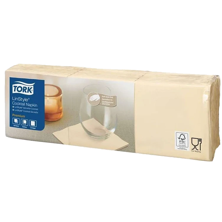 Coctailsserviett linstyle krem 23cm 4f   10x150stk