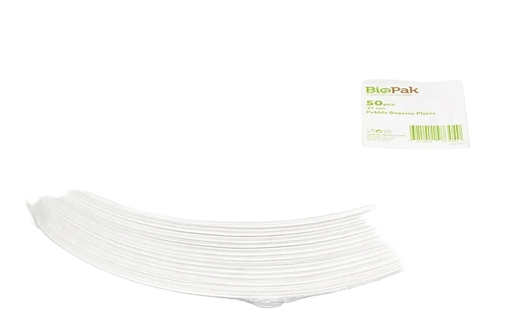 Tallerken Pebble Bagasse Hvit 27cm