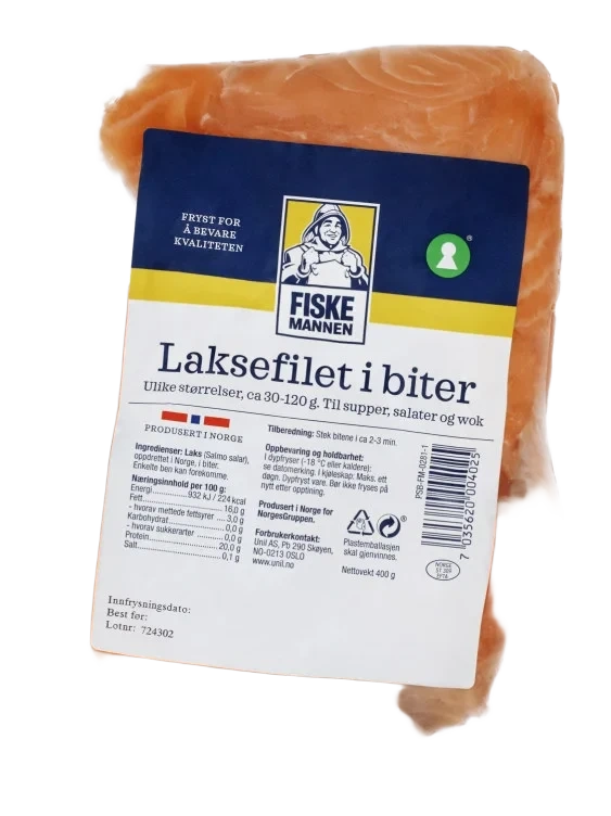 Laksefilet i Biter 400g Fiskemannen