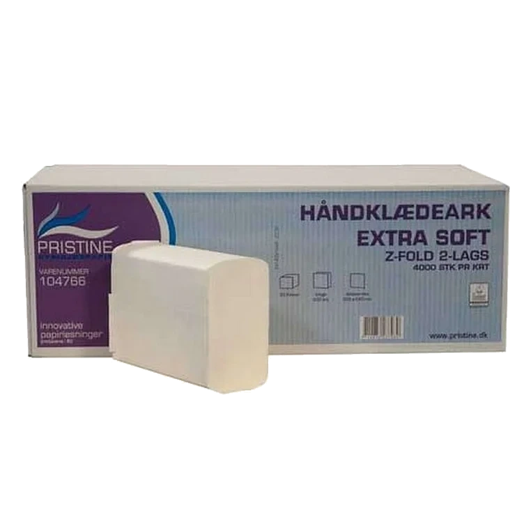 Håndtørkark  z-fold 2lag nyf 20,3x24cm 20x200stk