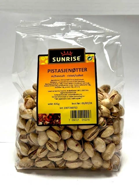 Sunrise Pistasjenøtter Ristet Saltet