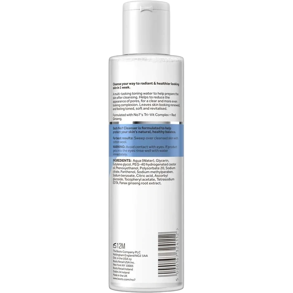 No7 Toning Water for Pore Reduction, Radiance