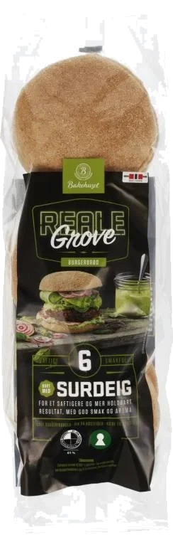 Burgerbrød Grove 6stk 480g Reale