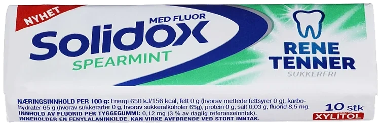 Solidox tyggis rene tenner spearmint 10p 14g