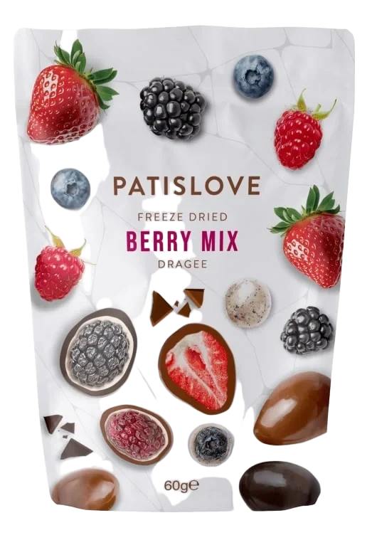 Bær Mix Dragee Frysetørket 60g Patislove