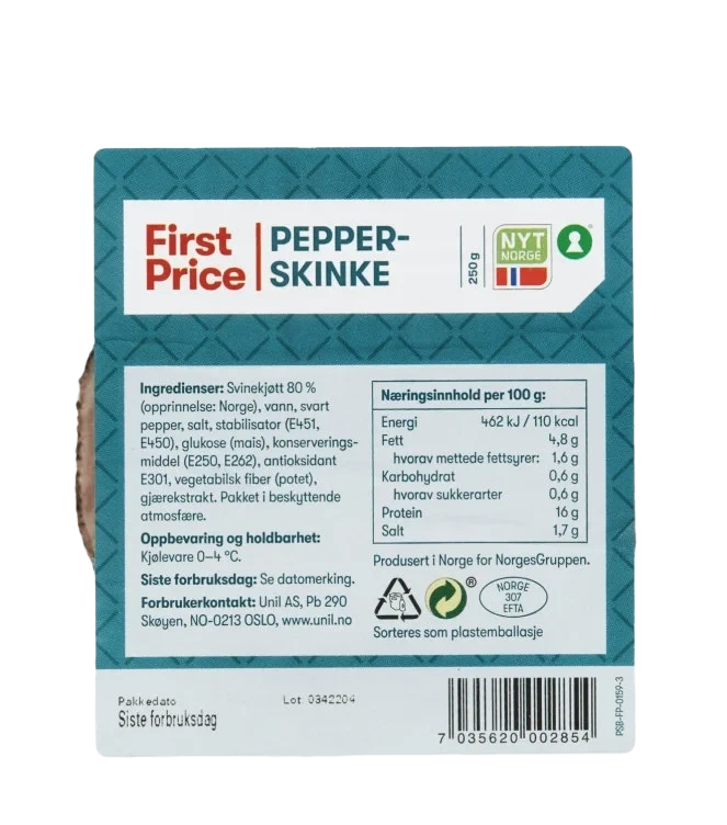 Pepperskinke 250g First Price