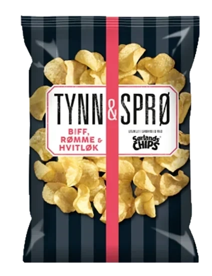 Sørlands Chips Tynn & Sprø Biff, Rømme & Hvitløk