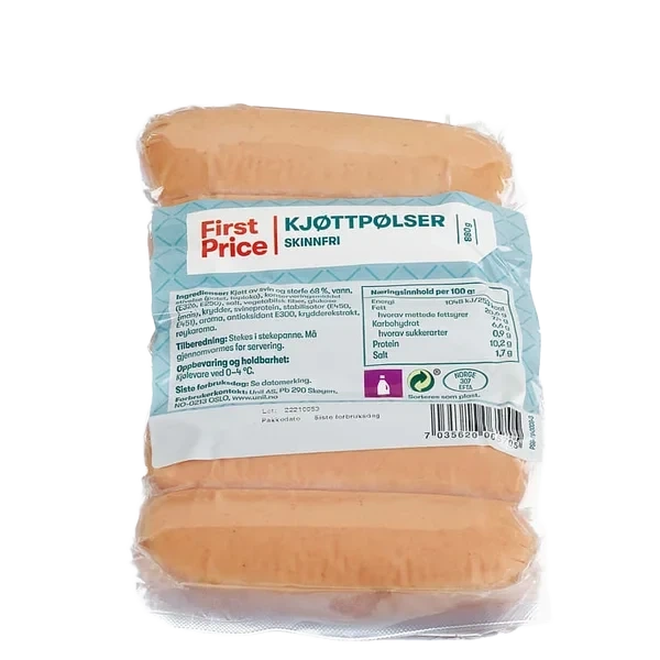 Kjøttpølse Skinnfri 880g First Price