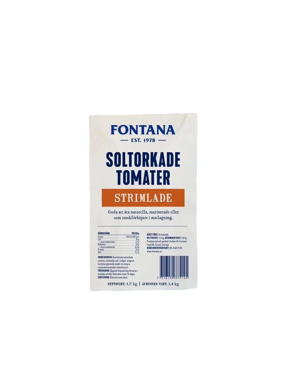 Tomater Soltorkade strimlade påse