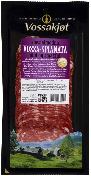 Vossa spianata skivet  100g