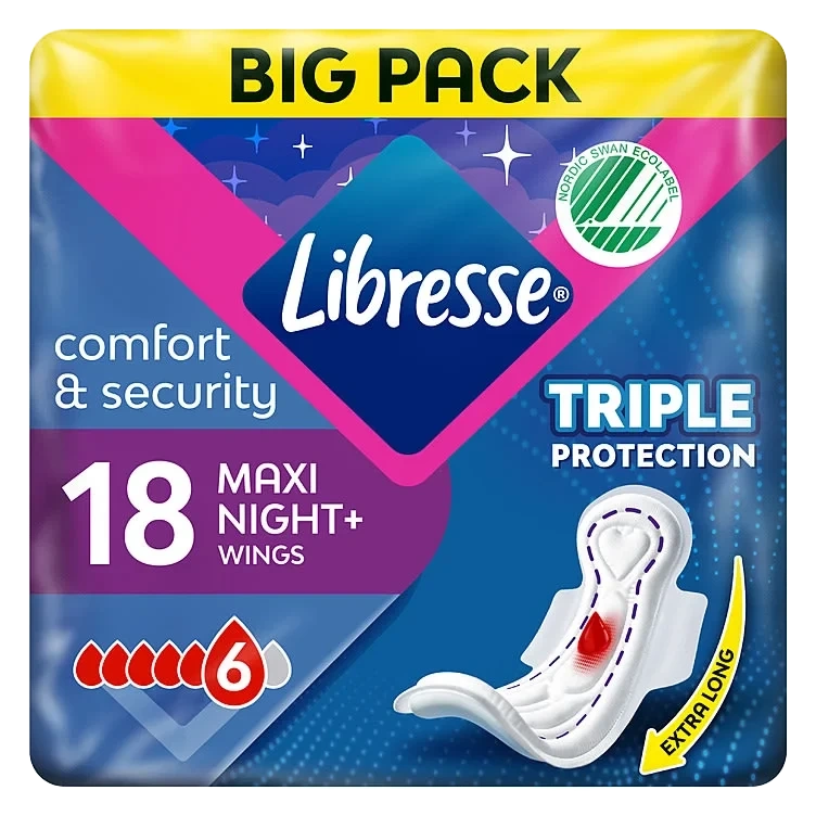 Libresse Bind Maxi Goodnight Wing Big Pk 18 stk