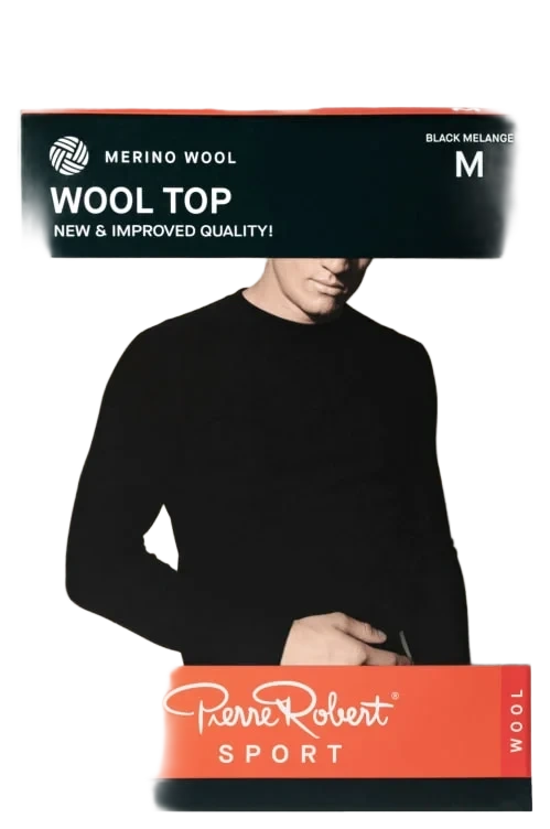 Wool Top Sport Black Melange Xxl Pierre-Robert