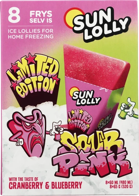 Sun Lolly Ice Sour Pink 48cl 8stk