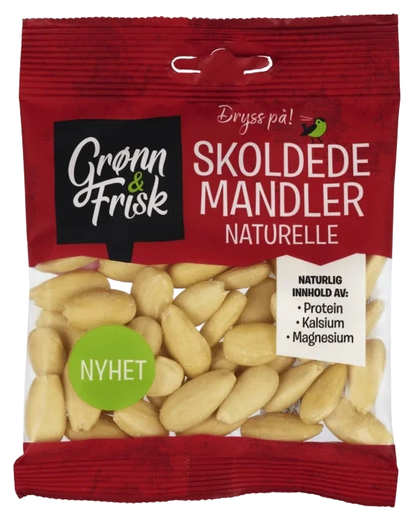 Mandler Skoldet Naturelle 60g Grønn&Frisk