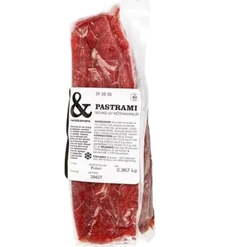 Nötpastrami skivad fryst