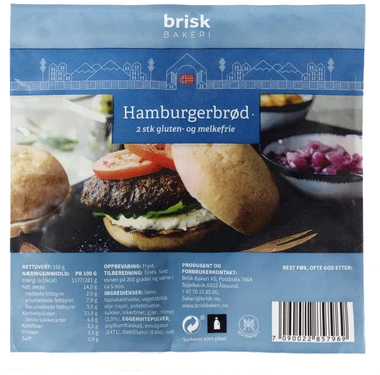 Hamburgerbrød Gluten&Melkefri 2stk Brisk