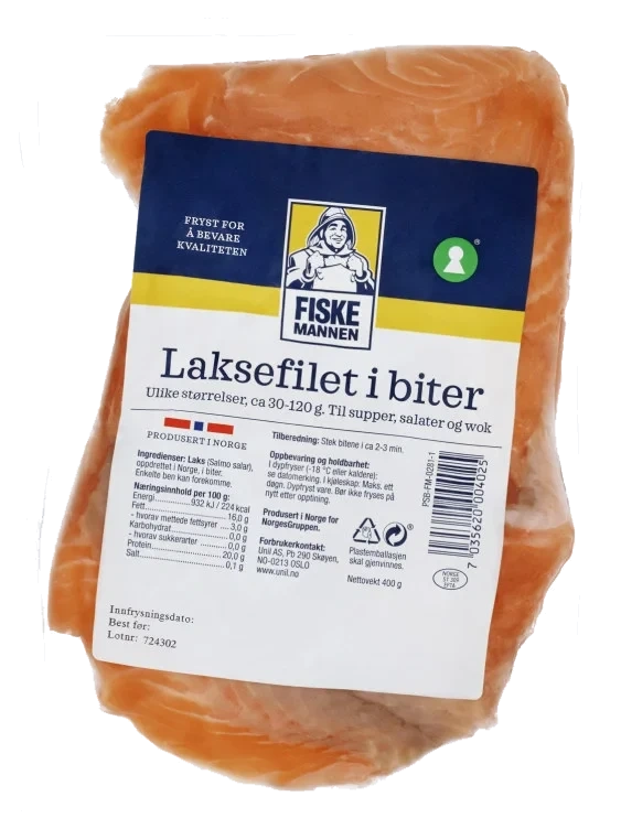 Laksefilet i Biter 400g Fiskemannen