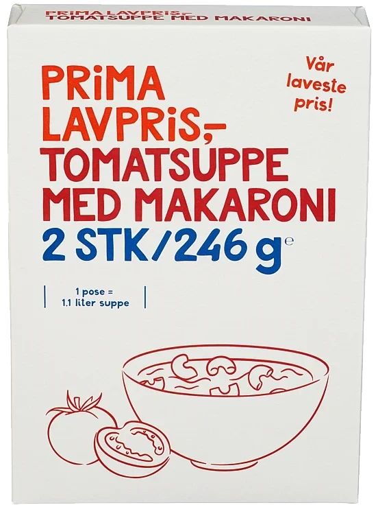 Tomatsuppe m/makaroni  2pk