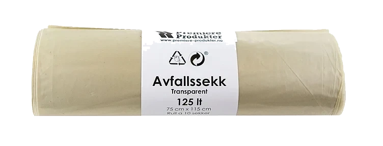 Plastsekk Transparent 75x115 125 Lt * Krt A 15 Rl
