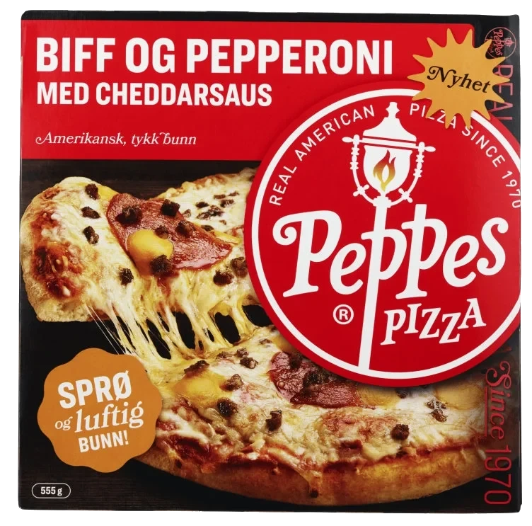 Peppes Pizza Biff&Pepperoni m/Cheddarsaus 555g
