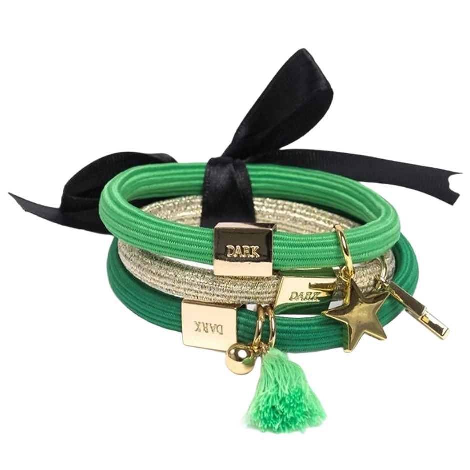 Dark Hair Ties 3 Pk Charm Combo