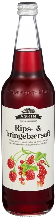 Rips- & Bringebærsaft 0,7l Fl Askim Frukt – og Bærpresseri