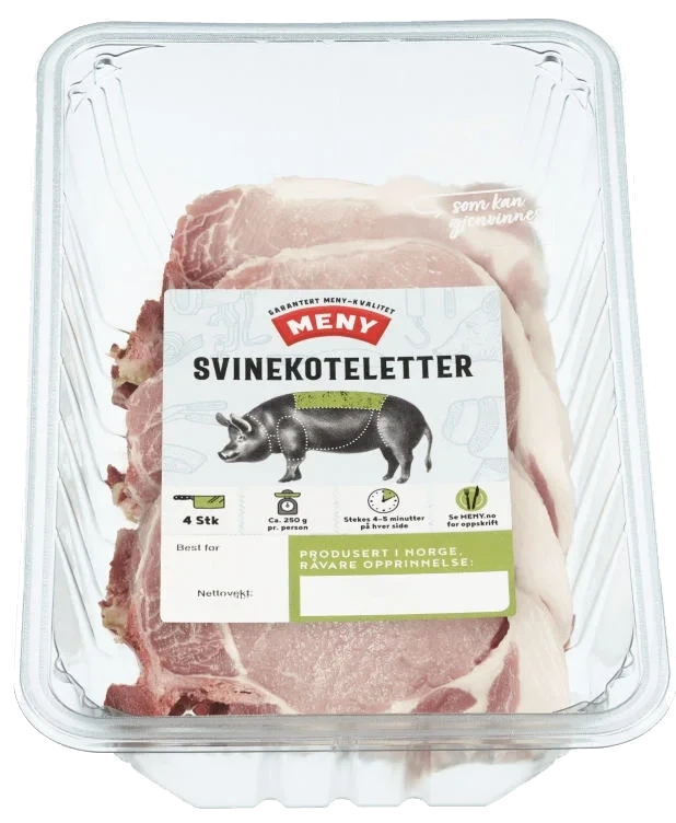 Svinekoteletter 4pk Ca700g Meny