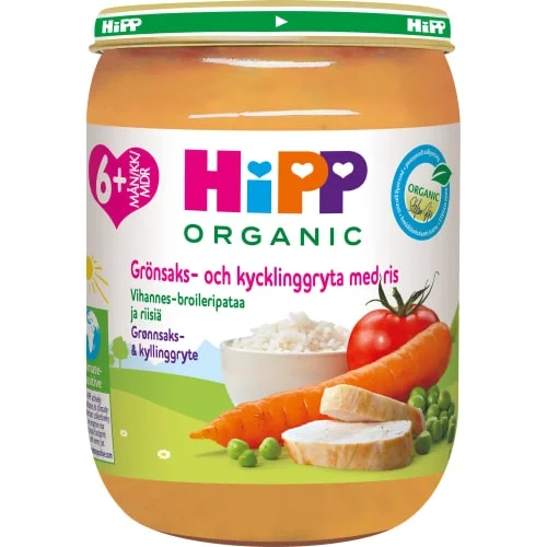 Ris Grønssaker&Kylling 6mnd 190g Hipp