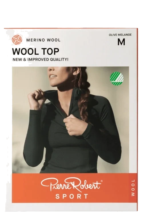 Wool Top Sport Olive Melange M Pierre-Robert