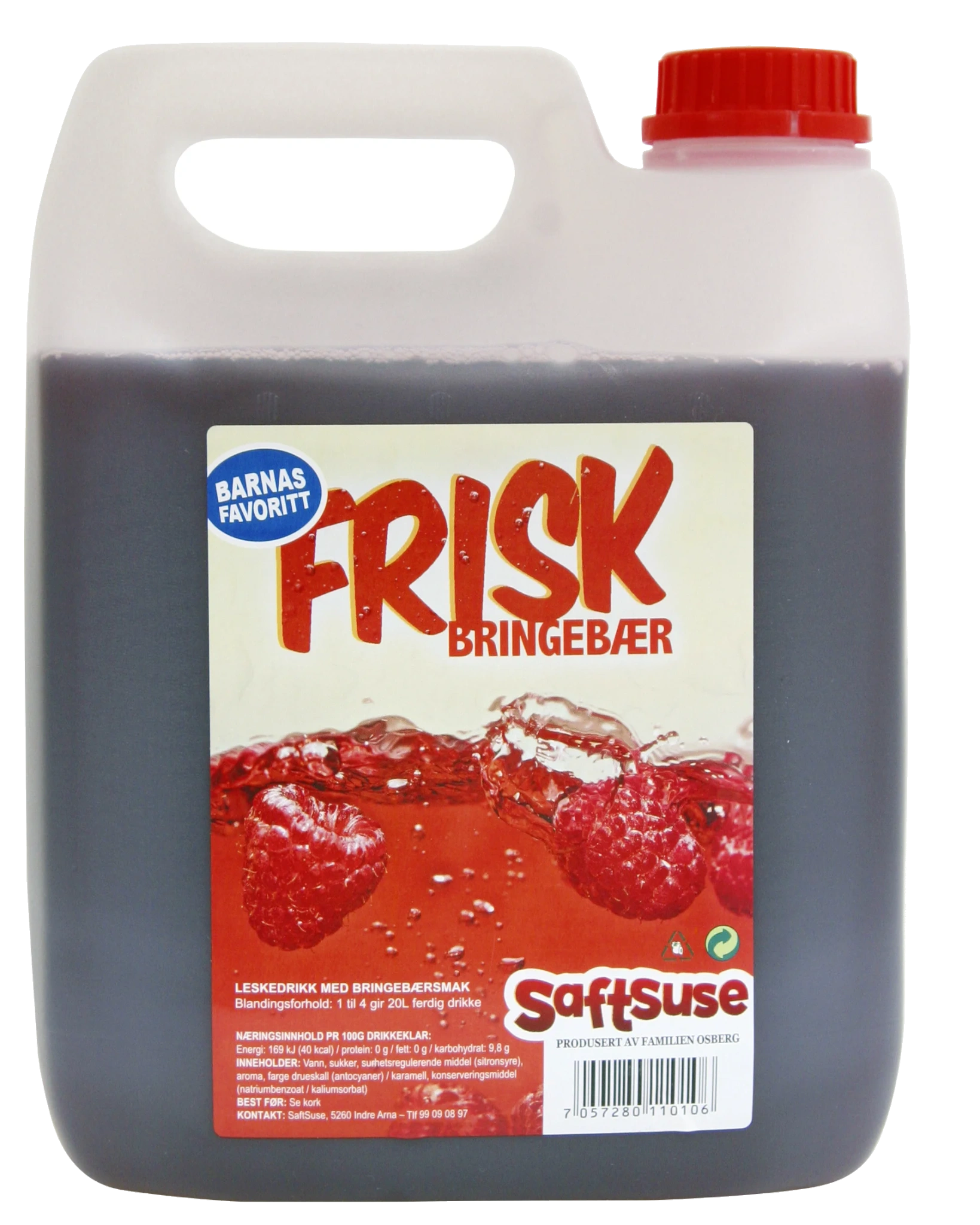 Frisk Bringebærsmak 4Ltr