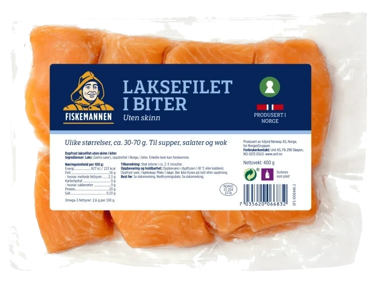 Laksefilet i Biter 400g Fiskemannen