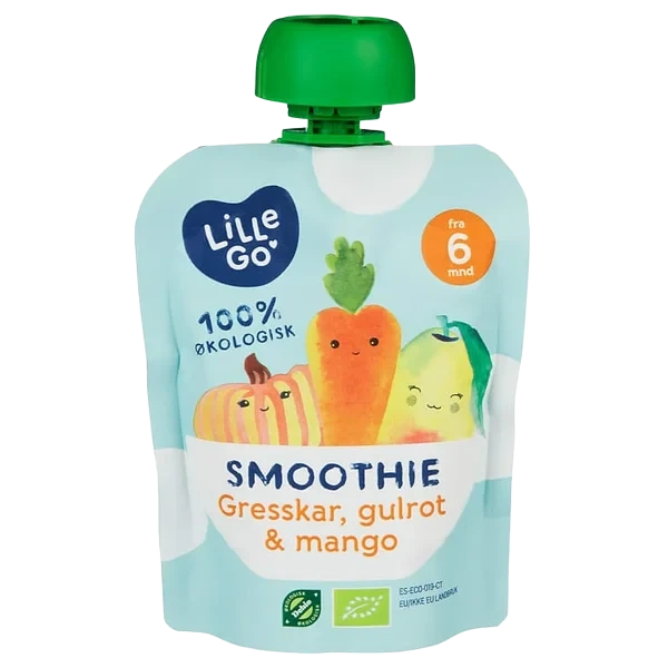 Smoothie Gresskar/gulrot/mango 90g Lillego