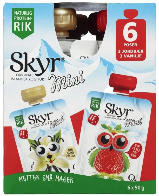 Skyr Mini Jordbær&Vanilje 6x90g Q