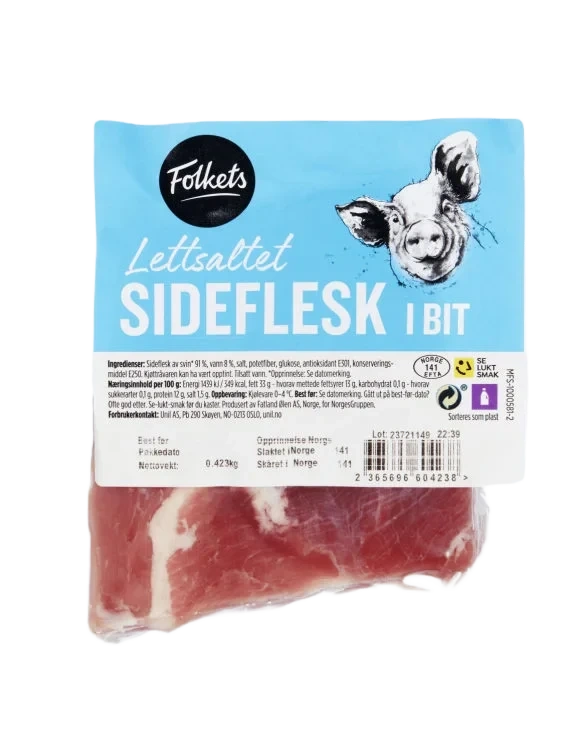 Sideflesk Lettsaltet i Bit Ca400g Folkets