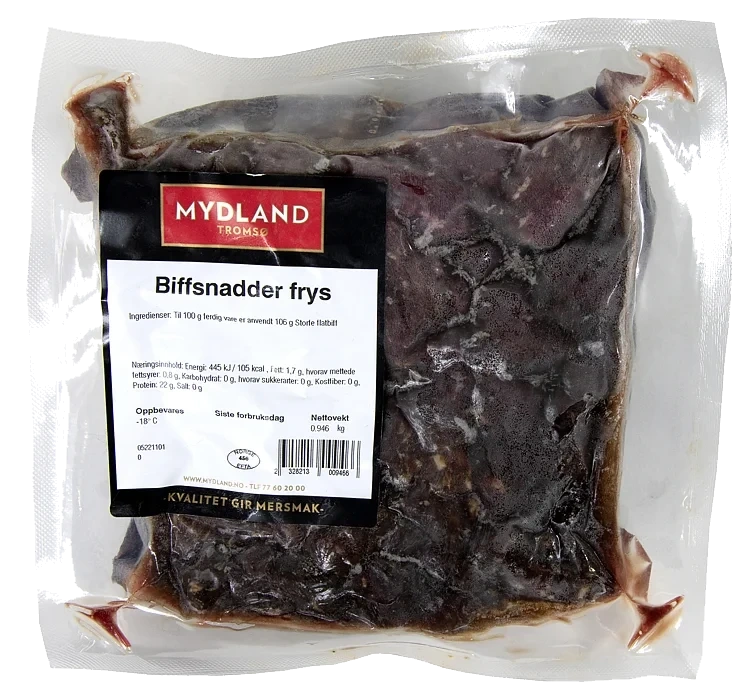 Storfe biffsnadder 1kg x 10stk frys   kg