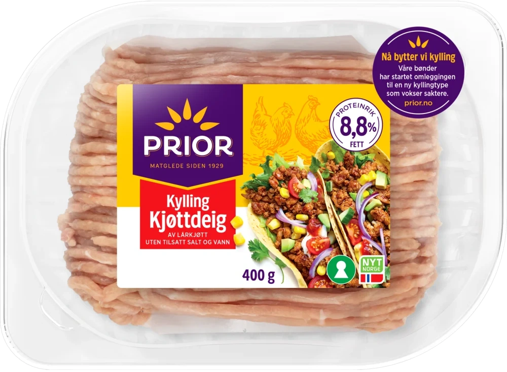 Kjøttdeig av kylling u/salt og vann 400g